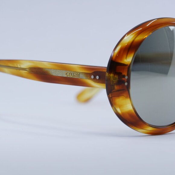 🕶️ New Celine CL40065F 56C Sunglasses - Shiny Havana Frame, Silver Lenses - Picture 5 of 10